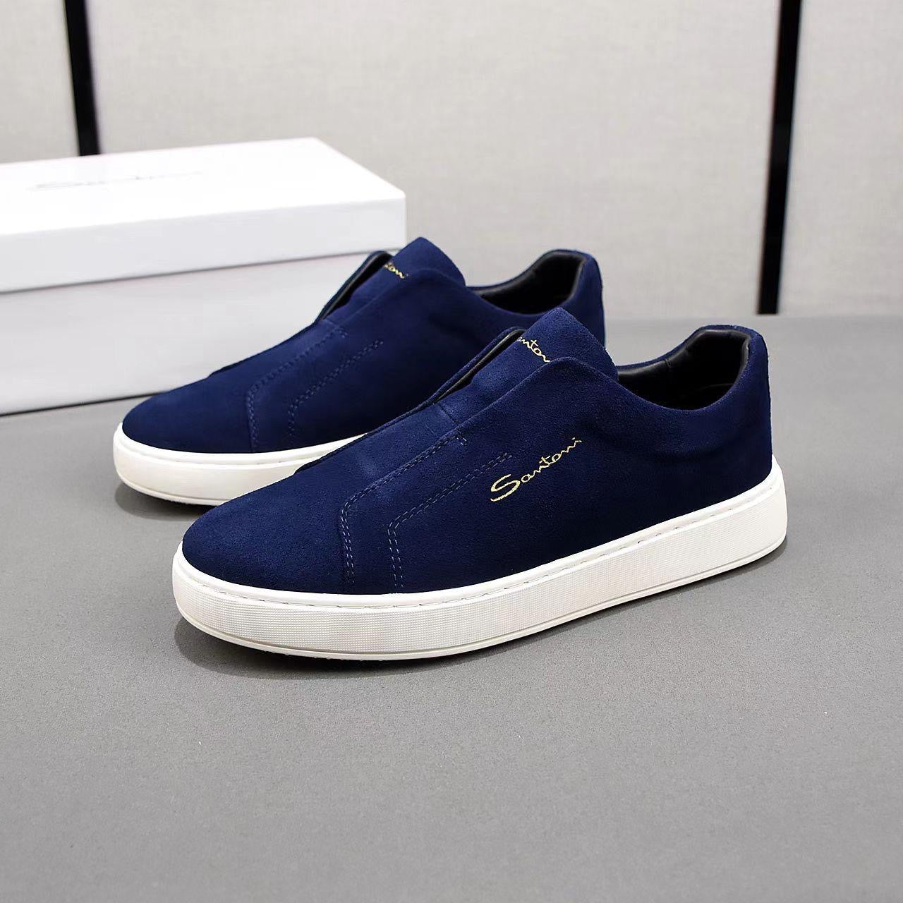 Santoni Slip-On — Navy Suede